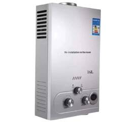 Incalzitor instant DacEnergy©, pe gaz natural, GNL, carcasa din otel inoxidabil, afisaj LED si butoane de control, presiunea gazului nominal de 2800Pa, cu alimentare baterii, 16l/min, 32 kw, argintiu - - Roveli