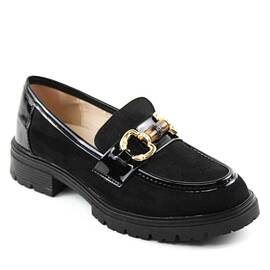Pantofi de dama , comozi , cu accesoriu auriu A10500-BLACK, Culoare (12): Negru, Marime (12): 39 - - Roveli