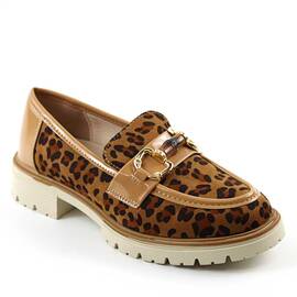Pantofi de dama , comozi , cu accesoriu auriu  si animal print A10501-LEOPARD, Culoare (12): BEJ/ANIMAL PRINT, Marime (12): 36 - - Roveli