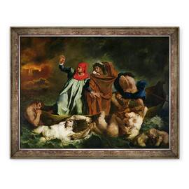 Tablou inramat - Ferdinand Victor Eugene Delacroix - Dante 1265-1321 si Virgil 70-19 i.Hr. in Lumea de Dincolo - - Roveli