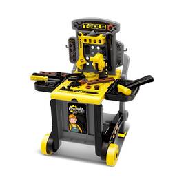 Atelier de lucru 3 in 1 pentru copii TinyMini, trusa de scule cu valiza si carucior mobil, 3 ani+ - - Roveli