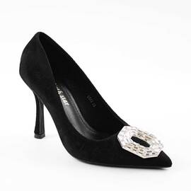 Pantofi dama , de ocazie , cu brosa decorata GQ03-BLACK, Culoare (12): Negru, Marime (12): 39 - - Roveli