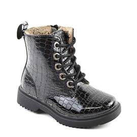Ghete imblanite pentru fetite , lacuite 1601-1-BLACK, Culoare (12): Negru, Marime (12): 26 - - Roveli