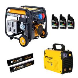 Generator cu invertor sudura, FD10000ER-E3R 8.5kW, benzina, multistart + MMA 220 PULS 220A, Pulse MMA, TIG Lift, Arc Force, VRD, electrod max. 5.0mm + 3L ulei PRO 10W-30 + 1kg electrozi 2.5mm + 1kg electrozi 3.2mm - - Roveli