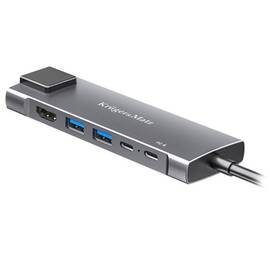ADAPTOR HUB USB TIP C HDMI/2X USB3.0/2X USB TIP C/RJ45 - - Roveli