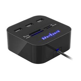 HUB 3X USB 2.0 SI CITITOR CARD SD/MICROSD REBEL - - Roveli