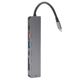 HUB 7 IN 1 USB-C PD 100W ALUMINIU PLATINET - - Roveli