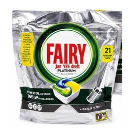 Detergent capsule pentru masina de spalat vase Fairy Platinum All in One Lemon, 21 bucati, 21 spalari, parfum de lamaie, indeparteaza grasimea incapatanata, curata filtrul, eficient si in cicluri scurte, dizolvare rapida - - Roveli