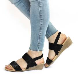Sandale de dama comode cu platforma si pietre Z99-16-BLACK, Marime (12): 40 - - Roveli