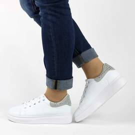 Pantofi sport casual de dama cu platforma H-771-WHITE-GREY, Marime (12): 39* - - Roveli