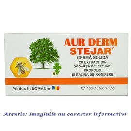 Aur Derm Stejar cu Extract din Scoarta de Stejar, Propolis si Rasina de Conifere 10 supozitoare Laur Med - - Roveli