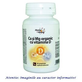 Calciu si Magneziu Organic cu Vitamina D 60 comprimate Vitamine si Minerale Dacia Plant - - Roveli
