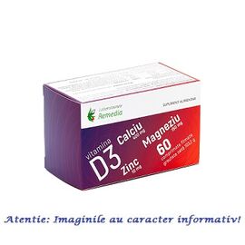 Ca + Mg + Zn + D3 60 comprimate Laboratoarele Remedia - - Roveli