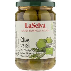 Masline verzi bio cu samburi in saramura 310g La Selva - - Roveli