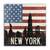 Tablou Canvas - Oras, New York, Union Jack, Drapel, Marime: 60 x 60 cm - - Roveli