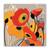 Tablou Canvas - Floral, Vintage, Papadie, Rosu, Galben, Marime: 60 x 60 cm - - Roveli