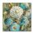 Tablou Canvas - Vintage, Floral, Alb, Albastru, Marime: 60 x 60 cm - - Roveli