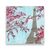 Tablou Canvas - Paris, Oras, Turnul Eiffel, Flori de cirese, Pictura, Primavara, Romantic, Marime: 60 x 60 cm - - Roveli
