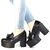 Pantofi de dama cu platforma inalta si toc gros A10067-BLACK, Marime (12): 38* - 2- Roveli