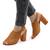 ​Sandale de dama, perforate, cu toc gros si inalt 922-CAMEL, Culoare (12): Camel, Marime (12): 38 - - Roveli