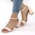 Sandale elegante de dama cu toc mediu si gros 980-16-BEIGE, Culoare (12): Negru, Marime (12): 35** - - Roveli