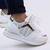​Sneakers casual de dama, cu platforma si insertii aurii 28706-WHITE, Culoare (12): Auriu, Marime (12): 37** - - Roveli