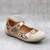 Pantofi usori , de copii , din piele naturala, cu flori 1793-AURIU/BEJ/B, Culoare (12): Bronz, Marime (12): 34 - - Roveli