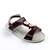 Sandale din piele naturala , pentru fetite , decorate cu flori  7202-BORDO/ALB, Culoare (12): Alb, Bordo, Marime (12): 31 - - Roveli