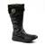 Cizme inalte , imblanite , pentru copii , decorate cu brosa argintie  3131-NEGRU/3, Marime (12): 34 - - Roveli