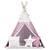 ​Cort de joaca pentru copii , cadru din lemn, forma de cort indian, 3 perne, un covor izolant gros, cu lumini, 120x120x165 cm, cu stele, roz - - Roveli