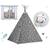 Cort de joaca pentru copii , cadru din lemn, forma de cort indian, 2 perne, un covor izolant gros, cu lumini, 120x120x165 cm, gri cu stele - 3- Roveli