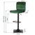 Scaun de bar cu spatar DacEnergy©, din velur, suport pentru picior, reglabil pe inaltime, stabil, verde - 4- Roveli