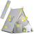 ​Cort de joaca pentru copii , cadru din lemn, forma de cort indian, 2 perne, un covor izolant gros, lampa Led, 116 x 107 x 110 cm, gri - 7- Roveli