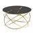 Masuta de cafea DacEnergy©, cadru metalic nichelat, sticla neagra cu aspect marmorat, design unic, atractiv, forma rotunda, fixa, 75 x 45 cm - - Roveli