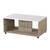 Masuta de living DacEnergy©, material PAL melaminat, MDF infoliat, sticla, doua rafturi, stejar gri si folie lucioasa alba, 101 x 60 x 45 cm, 1C - - Roveli