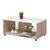 Masuta de living DacEnergy©, material PAL melaminat, MDF infoliat, sticla, doua rafturi, stejar gri si folie lucioasa alba, 101 x 60 x 45 cm, 1C - 2- Roveli