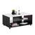 Masuta cafea DacEnergy©, material PAL melaminat, aspect de lemn negru, blat din MDF, folie lucioasa alba, polita din sticla transparenta, forma dreptunghiulara, 101 x 60 x 45 cm, 1C - 3- Roveli