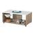 Masuta de living DacEnergy©, material PAL melaminat, MDF infoliat, sticla, doua rafturi, stejar gri si folie lucioasa alba, 101 x 60 x 45 cm, 1C - 3- Roveli