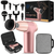 Pistol de masaj corporal, ecran LCD, 8 accesorii, protectie la supraincalzire, geanta de voiaj, design ergonomic, 20 de viteze, 3200 rotatii pe minut, roz - - Roveli