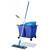​Set de curatenie profesional DacEnergy©, maner din aluminiu, mop plat din microfibra cu lungimea de 40 cm, storcator tip presa, galeata cu 2 compartimente, albastru - - Roveli
