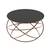 Masuta de cafea DacEnergy©, cadru metalic cromat aramiu, sticla neagra lucioasa, design unic, atractiv, forma rotunda, fixa, 75 x 45 cm - - Roveli