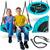 Leagan cuib, cadru otel, 100 % poliester, scaun confortabil, forma rotunda, franghii puternice, 100 cm, albastru deschis - 3- Roveli