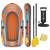 ​Barca gonflabila Bestway, fabricata din PVC, 3 camere de aer, doi adulti si un copil, 2 vasle din plastic, sarcina maxima 200 kg, pompa cu piston inclusa, 246 x 122 cm, portocaliu - - Roveli