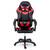Scaun gaming, piele ecologica durabila, design modern, roti duble, solide din cauciuc nailon, cu doua perne, inaltime totala maxima 123 cm, negru si rosu - 2- Roveli