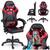 Scaun gaming, piele ecologica durabila, design modern, roti duble, solide din cauciuc nailon, cu doua perne, inaltime totala maxima 123 cm, negru si rosu - 3- Roveli