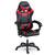 Scaun gaming, piele ecologica durabila, design modern, roti duble, solide din cauciuc nailon, cu doua perne, inaltime totala maxima 123 cm, negru si rosu - - Roveli