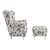 Fotoliu cu taburet, material textil rose 18, ASTRID - 10- Roveli