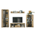 Perete living, stejar artizan / negru, KANODE - 4- Roveli