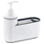 Set accesorii baie, fabricat din polistiren, dozator pentru sapun lichid si organizator, 0.2 L, 18 x 17.5 x 6 cm, alb - - Roveli