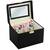 Geanta organizatoare cosmetice DacEnergy©, piele ecologica, rezistent la abraziune, cu cheie, oglinda, compartimente practice, 22,5x 16,5 x 17,2 cm, neagra - - Roveli